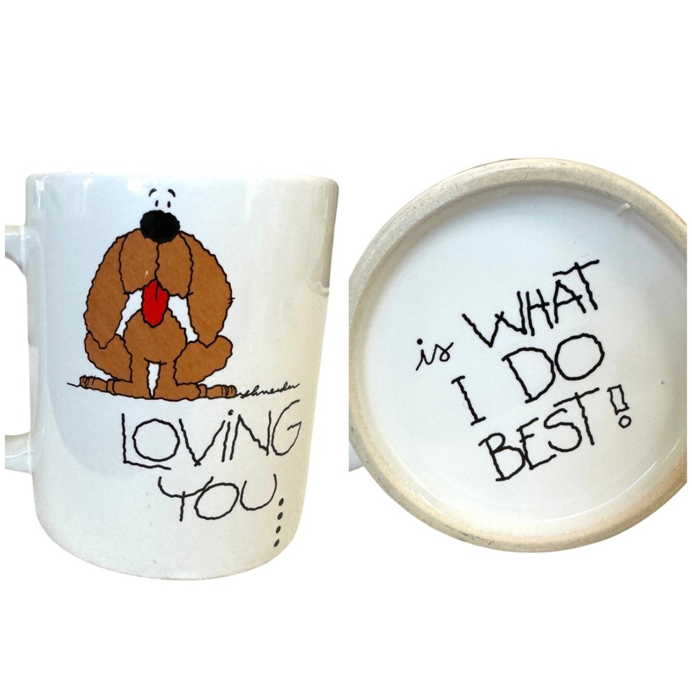 VTG Russ Berrie Schneider Dog Mug Loving You Is What I Do Best Gift 80s